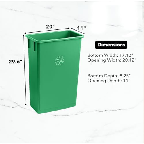 Image of 23 Gallon Slim Rectangular Garbage Can - Green