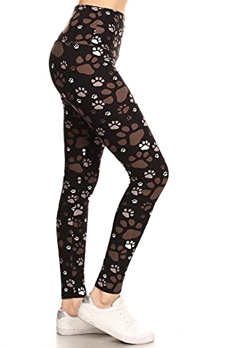 Leggings Depot High Waisted Camouflage & Multiple Print Leggings For Women-5" Yoga-R933, Tawny Paws, Plus Size #TOP18