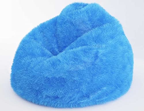 Image of Premium and Luxurious Fur Bean Bag Sofa Chair (Without Beans) Bean Bag Cover Without Beans. for Kids and Adults XXXL (Thunder Blue Fur)