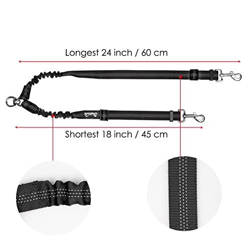 Autowt Double Dog Leash, No Tangle 360° Swivel Rotation Reflective Lead Attachment Adjustable Length Dual Two Dog Lead Splitter, Comfortable Shock Absorbing Walking Training For 2 Dogs #TOP7