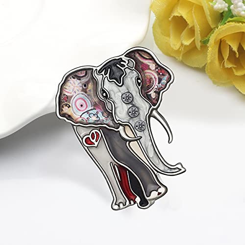 WEVENI Enamel Alloy Rhinestone Elephant Brooch Black Pins for Women Lady Girl Scarf Dress Suit Accessories Fashion Jewelry Charm (Black)3