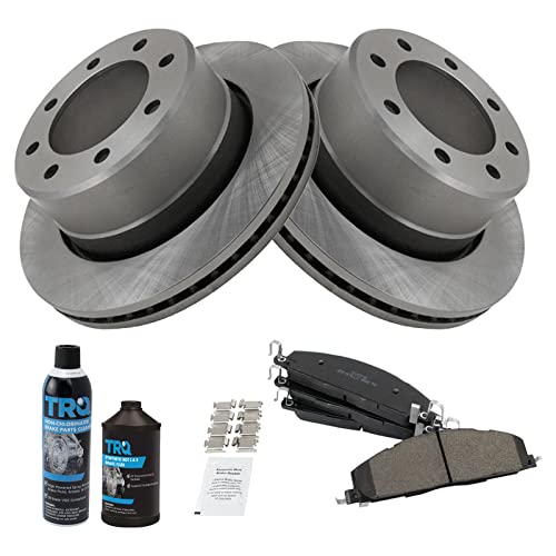 Image of TRQ Rear Brake Pad & Rotor Kit, with Chemical Kit Semi-Metallic Compatible with 2009-2010 Dodge Ram 2500, 3500 2012 Ram 1500 2011-2018 2500 3500