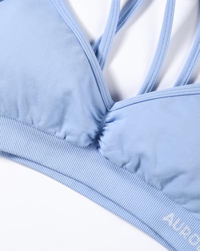 Image of AUROLA Mercury Workout Sports Bras Women Athletic Removable Padded Backless Strapy Minimal Crop Top