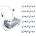 Ensenior 24 Pack 4 Inch LED Recessed Ceiling Light, Dimmable, 5000K Daylight, 750LM 9W 120V, High Brightness Canless Wafer Downlight - ETL&FCC&IC