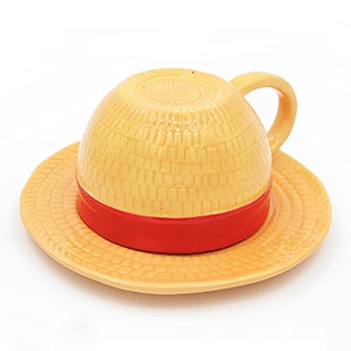 Roffatide Anime One Piece Tazas de Café Monkey D. Luffy Sombrero de Paja Taza de Cerámica Café Té con Leche Taza de Oficina Regalo o Souvenir para Navidad Cumpleaños