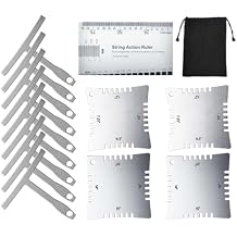 TIMESETL 14Pcs Guitar Luthier Tools Set Including Understring Guitar Radius Gauge, String Action Ruler Gauge, Guitar Notched Radius Gauges Guitar Set Up Tool Kit for Guitar and Bass Setup