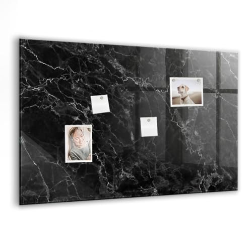 Tableau magnétique en verre effet marbre foncé de qualité premium pour vos espaces 90x60cm