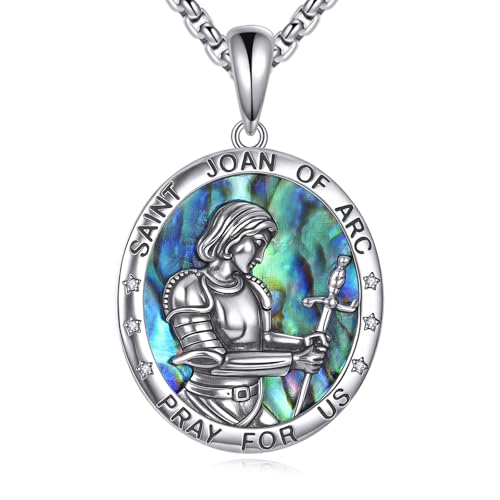 Hekate/Virgen María/San Benito/Ángel de la Paz/Oración de la Serenidad/San Miguel/Cruz de Caravaca/Jeanne d'Arc S925 Plata de Ley Ángel Religioso Colgante Collar Joyería para Hombres Mujeres, Plata