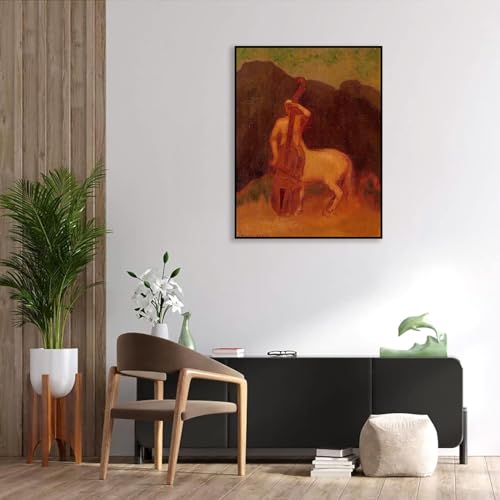Peinture sur Toile Odilon Redon Centaure avec violoncelle 50x40cm Cadre Noir