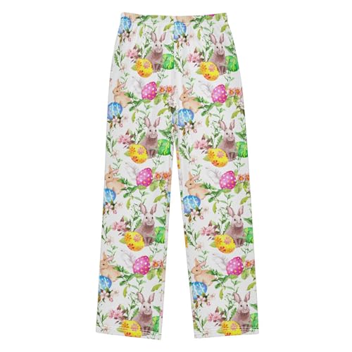 ZZXXB Bunny Egg Happy Easter Boys Long Pants Soft Trousers Elastic Waist Kids Lounge Bottoms with Pockets S-XL