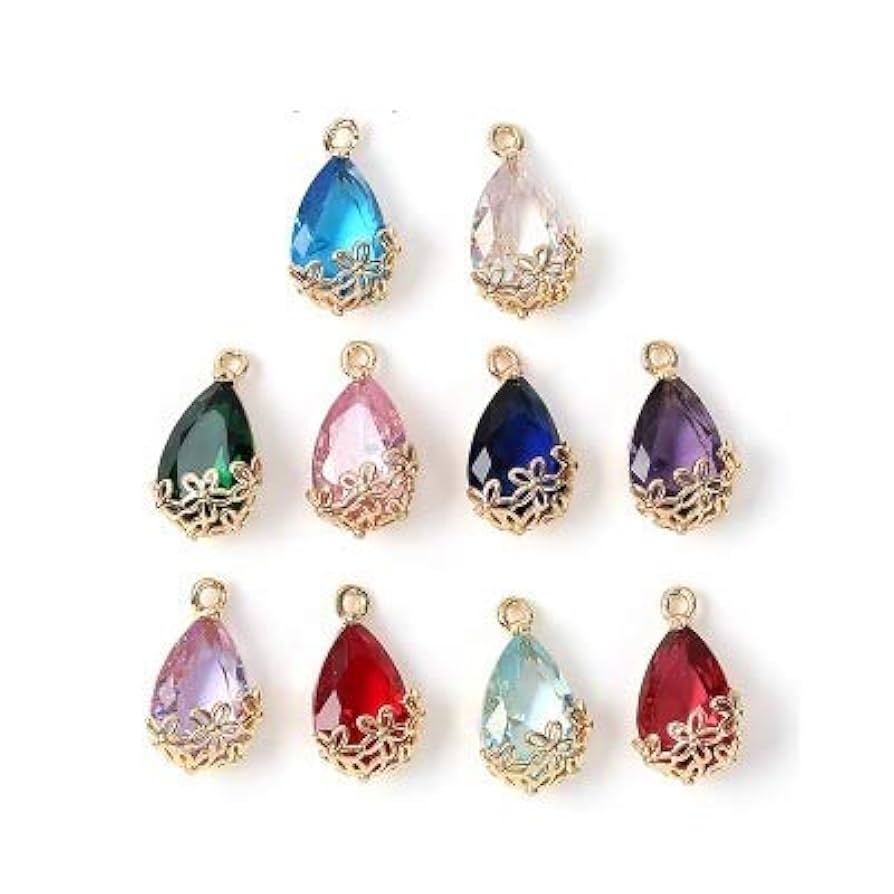 Amazon | ドロップペンダント 雫チャーム 24個セット 12色 宝石
