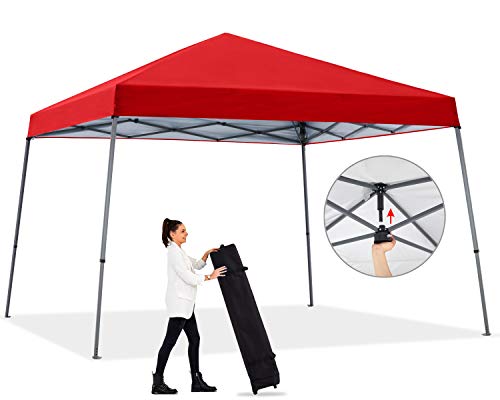 ABCCANOPY - Toldo plegable portátil con patas inclinadas (10 x 10 cm), color rojo