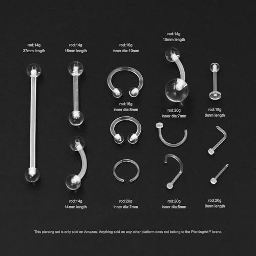 36pcs Clear Piercing Retainers Bioflex Plastic Jewelry for Nipple Tongue Nose Septum Eyebrow Belly Earrings Tragus Helix Cartilage Industrial Lip Labret Rings Studs For Surgery Mri3