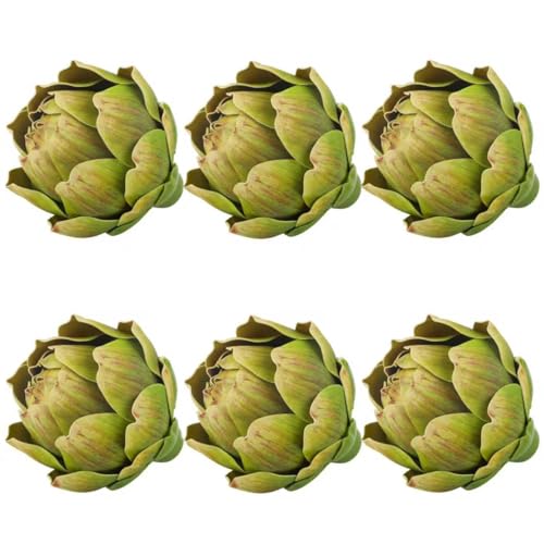 LibeLiro 6Pcs Large Green Faux Artichokes for Decoration Artificial Artichokes Decor for Decoration Bowls Faux Vegetables and Fruit for Kitchen Party Home Table Decorations