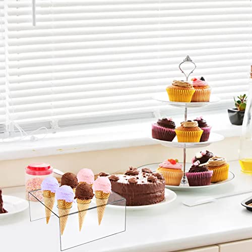 Hedume 2 Pack 6 Holes Acrylic Ice Cream Cone Holder Stand, Clear Ice Cream Crisp Tube Cone Display, Cupcake Stand, Acrylic Cone Holder For Wedding, Baby Shower, Birthday Party, Anniversary, Christmas #TOP3