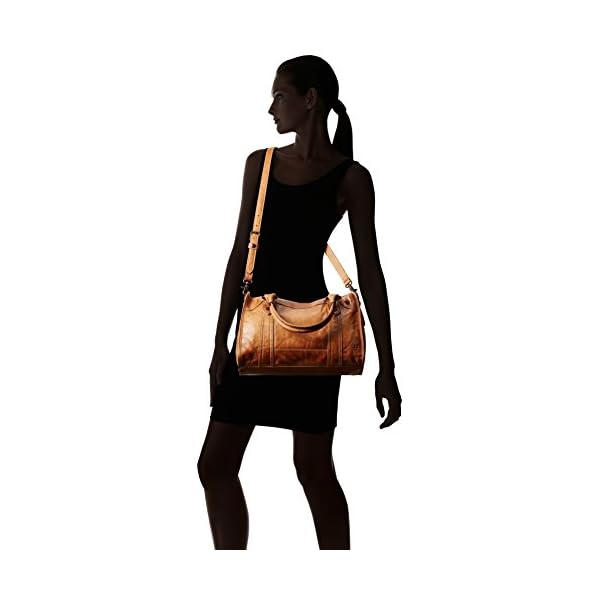 Frye-Melissa-Zip-Satchel-Leather-Handbag Frye womens Melissa Satchel Top Handle Handbag, Beige, One Size US