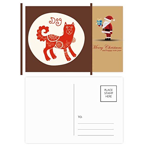 Cartes postales Année du Chien du zodiaque chinois en lot de 20 pièces couleur rouge