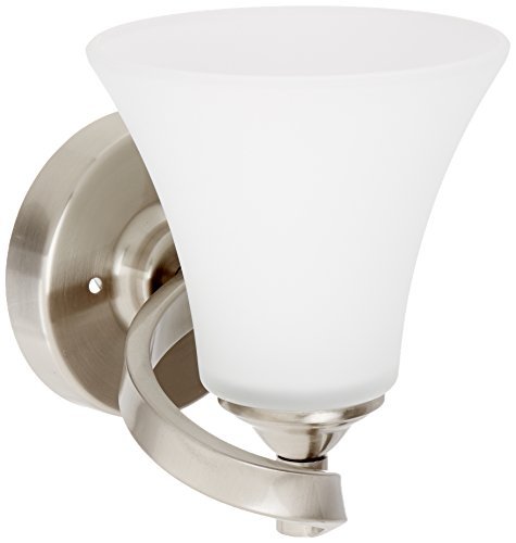 CANARM IVL587A01BN Rue Single Light Vanity Fixture with brushed nickel finish and flat opal glass shade.