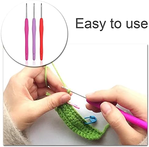 10 Pcs Small Size Crochet Hook Set Soft Grip Rubber Handle Needles DIY Tools for Knitting and Crochet Projects