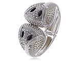 Schlangen-Design Doppelte Cobra Head Twins Silber Tone Black Eyed klarem Strasssteinchen, verstellbar, mit Armband