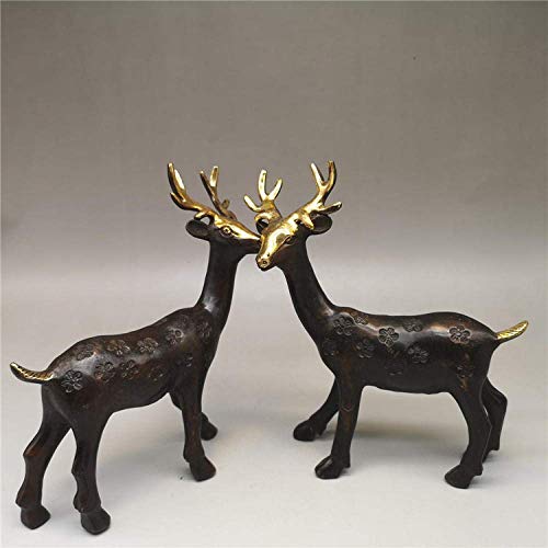 Paire de cerf Sika en cuivre pur H3TF5J pour sculpture animaux décoration maison