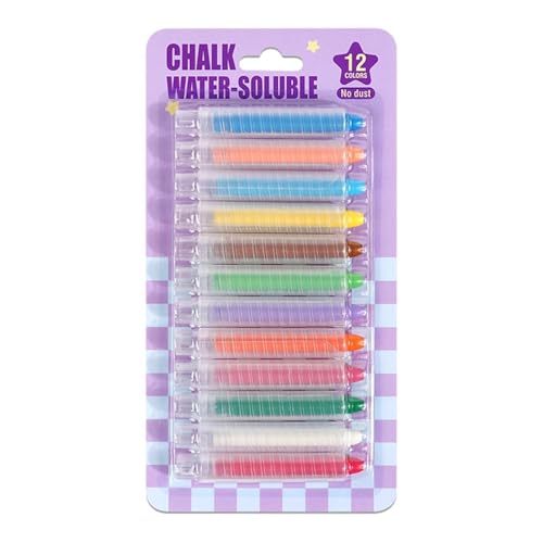 Image of Sidewalk Chalk - 12 Tone Powder Free Colored Sticks | Smooth Drawing Set, Art Materials for Outdoor Playgrounds, Craft Tools for the Classroom
