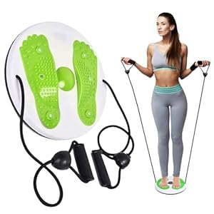 Golgner Twist Waist Disc Board met trekkoord, draaiende tailledisc, balansbord, twist, torsiedisc, voetmassageboord voor heupen en taille, fitness en beweging, fitnessapparatuur voor thuis, groen