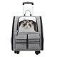 Opetdo 3 in 1 Transportrucksack mit Rollen Hund/Katze (< 15kg), Höhenverstellbar Faltbar,Eine Hervorragende Wahl für Stadt- und Wanderausflüge, Atmungsaktiv und Weich (Grau)