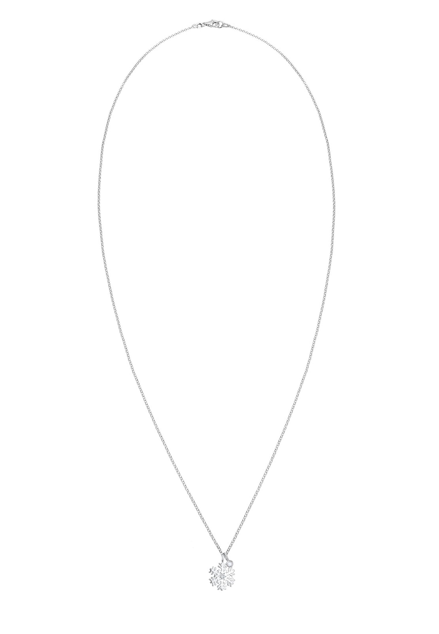 Elli Halskette Silber 925 Schneeflocke Plättchen Anhänger Kette Topas Mondstein Damen Schmuck Geschenke für Frauen Mädchen Mama Freundin, Silberkette Länge 45 cm