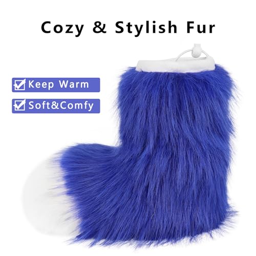 Image of Animal Fuzzy Slippers Bear Cat Wolf Dog Fox Fursuit Feet Paw Claw Shoes Furry Boots Costume Accessories for Adult Kids
