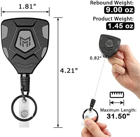 MNGARISTA Heavy Duty Retractable Keychain with Belt Clip, Retractable ID Badge Reel, Retractable Badge Holder with 31.5 Steel Cord and Key Ring, 9.0oz