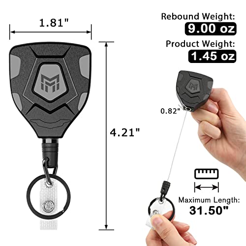 Mngarista Heavy Duty Retractable Keychain With Belt Clip, Retractable Id Badge Reel, Retractable Badge Holder With 31.5” Steel Cord And Key Ring, 9.0Oz, 2-Pack #TOP1
