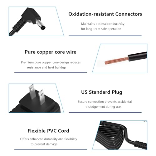 AC/DC 12V Wall Charger DC 9-12V Cord for Portable DVD Player Compatible with UEME/HDJUNTUNKOR/DBPOWER, 4.0 * 1.7mm Plug Power Adapter