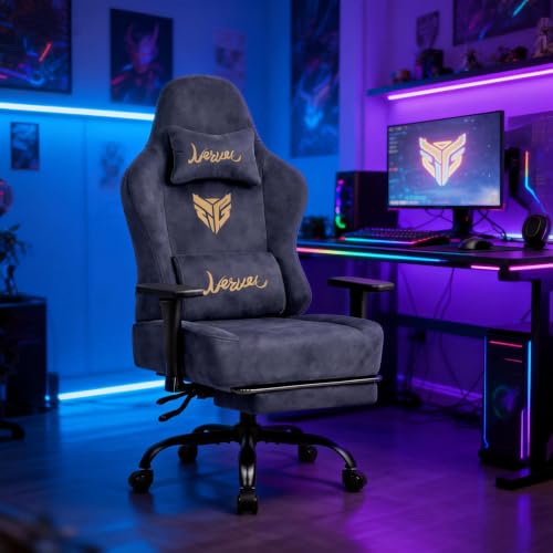 Image of Video Gaming Chair for Adults with Footrest, Ergonomic Computer Chair, Gray