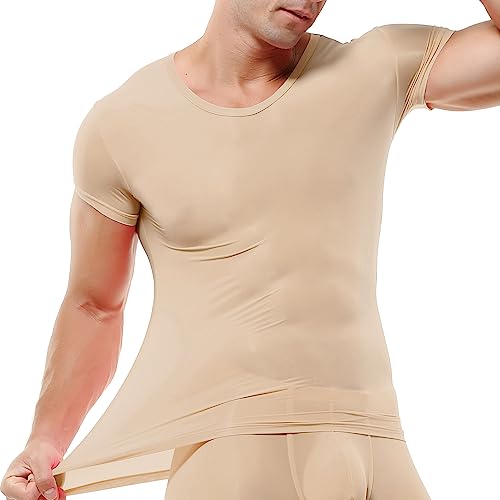 DTODWW Men's Undershirts Soft V Neck Short Sleeves T-Shirts Classic Tees for Men Slim Fit Sweat Shirts Solid Color Tops4