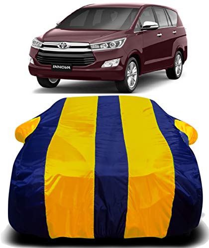 Image of Waterproof Car Cover with Ultra Surface Body Protection (Yellow Stripes) (Innova Crysta)