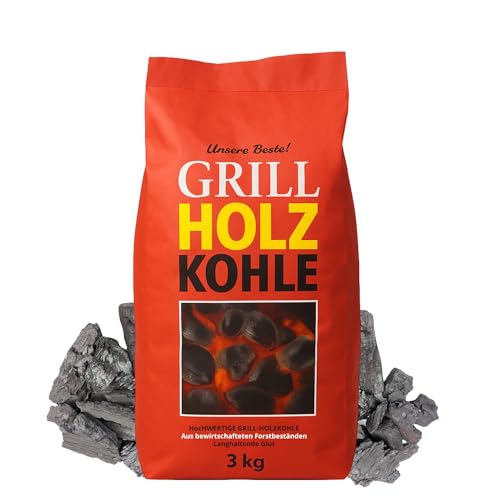Holzkohle Grillbriketts Feuer&Flamme Premium Qualität | 3kg 10kg Made in Germany für Holzkohlegrill Smoker Briketts Kohle & HLKauf-Block (Holzkohle 3kg & HLKauf-Block)