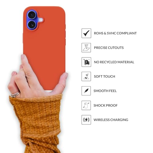 Image of SPRIG Compatible with iPhone 16 Premium SilkMag (Liquid Silicone Magnetic) Back Cover Drop Tested Shock Proof Mobile Case for Men, Women, Boys and Girls with Camera Protection (Orange)