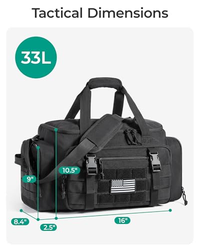 BAGSMART Tactical Gym Bag for Men, 33L Duffle Bag for Travel with Shoe Compartment, 4 in 1 Personal Item Tactical Backpack with 40oz Water Bottle Holder, Black - Image 3