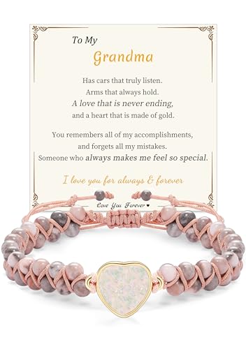 Image of Gifts for Grandma, Grandma Mothers Day Gifts Jasper Beaded Bracelets for Women Grandma Bracelet from Granddaughter Grandson Retirement Gifts for Women Jewelry for Grandmother