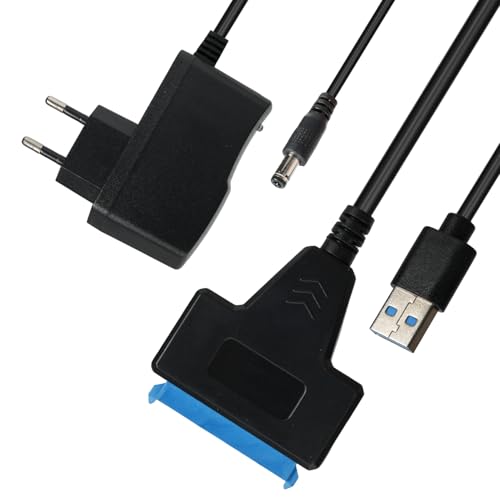 SEASJHBAY Adaptateur SATA vers USB 3.0 avec Alimentation, Compatible avec Disques Durs Internes/Externes HDD/SSD 2,5