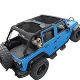 Coverspec JK Sun Shade Top Compatible with Jeep Wrangler 4 Door 2007 to 2018 Sunshade Sunroof Bikini Cover Blocks UV Wind Noise Black Mesh for Front and Rear 2 pcs