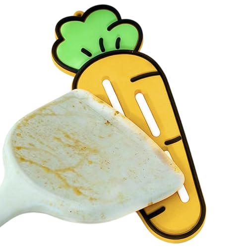 Soporte para utensilios | Soporte antideslizante en forma de zanahoria resistente al calor | Almohadilla de secado de platos - para encimera de cocina, tapa de olla, espátula, tabla de cortar