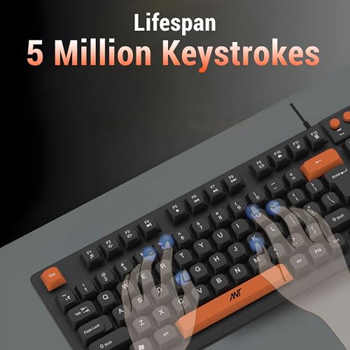 Image of Ant Master 01 New Gen Full Size Wired Office Keyboard | 98 Keys Compact Layout with 4 Multimedia Keys | Membrane Switches | 5M Clicks Life | Windows /Mac /Linux Compatible - Black