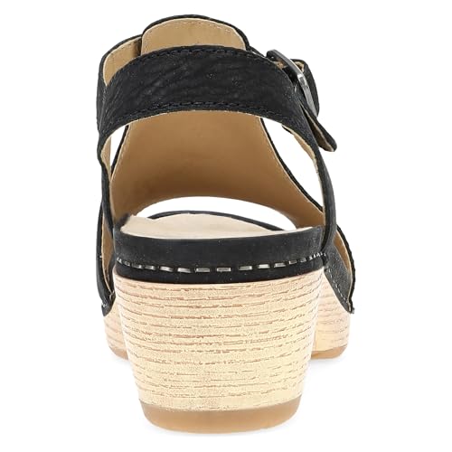 Image of Dansko Laverne Peep-Toe Sandals for Women - T-Strap Design with Stain Resistant Nubuck Leathers