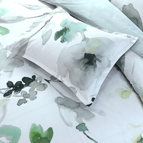 Majestic Giftware Madison Linen 6-Piece King Size Bedding Set (BL104-K) | Summer Breeze - Emerald 300 TC 100% Cotton Sateen Durable & Washable | 1 Fitted Sheet, 1 Duvet, 4 Pillowcases