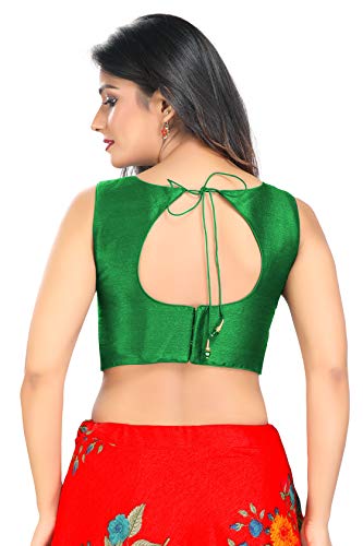 Image of Vamas Women's Silk Solid Sleeveless Readymade Saree Blouse (VFJ-45)