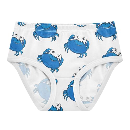 Toddler Underwear Floral 2t Cotton Girl Panties Cute Fun Print Briefs Girls Undies Cute Blue Crabs White
