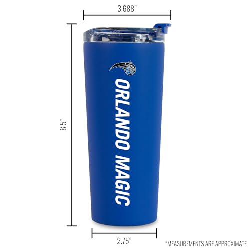 Image of Rico Industries NBA Basketball Orlando Magic Royal Blue 24oz Stainless Steel Tumbler with Lid and Dual Functioning Lid