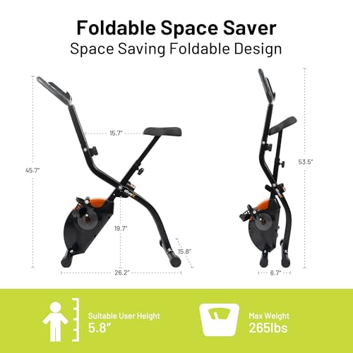 Image of ATIVAFIT 5-in-1 Foldable Exercise Bike for Home, Upright & Recumbent Indoor Bike with 16-Level Magnetic Resistance, Resistance Bands, Quiet Cardio, Adjustable Seat